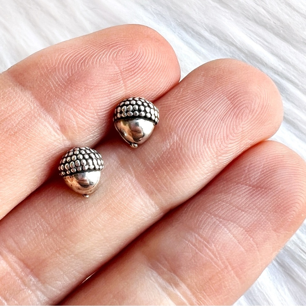 🍂 Acorn STERLING SILVER Nut Post Studs Everyday Boho Unisex Earrings NWT 925 New